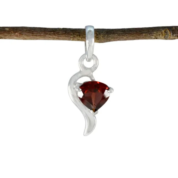 Garnet Minimalist Korean 925 Silver Solitaire Yuki propsel Red Pendant Jewelry