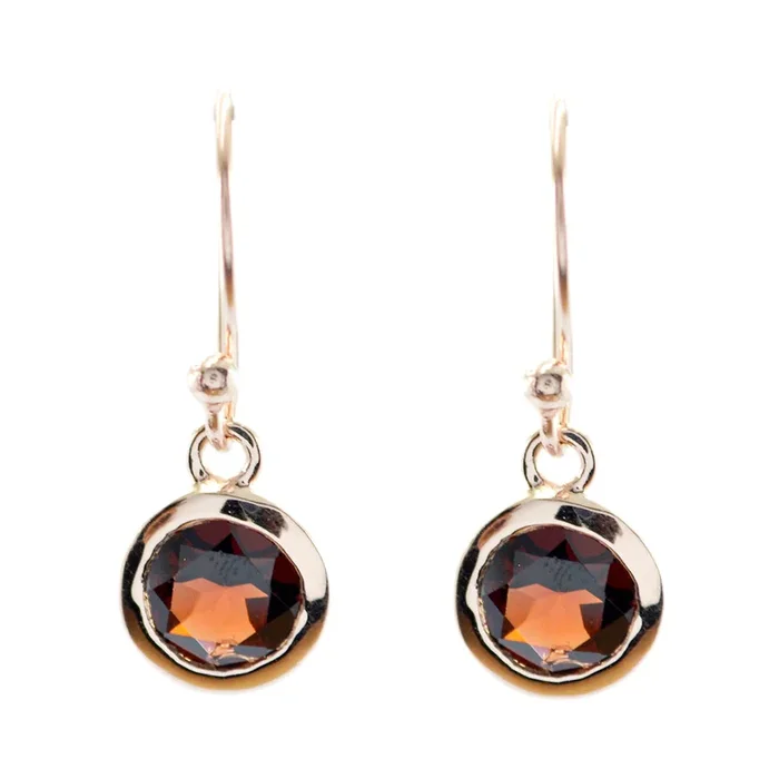 Garnet Moroccan Natalie Solitaire Dangle Red Sterling Silver Earring