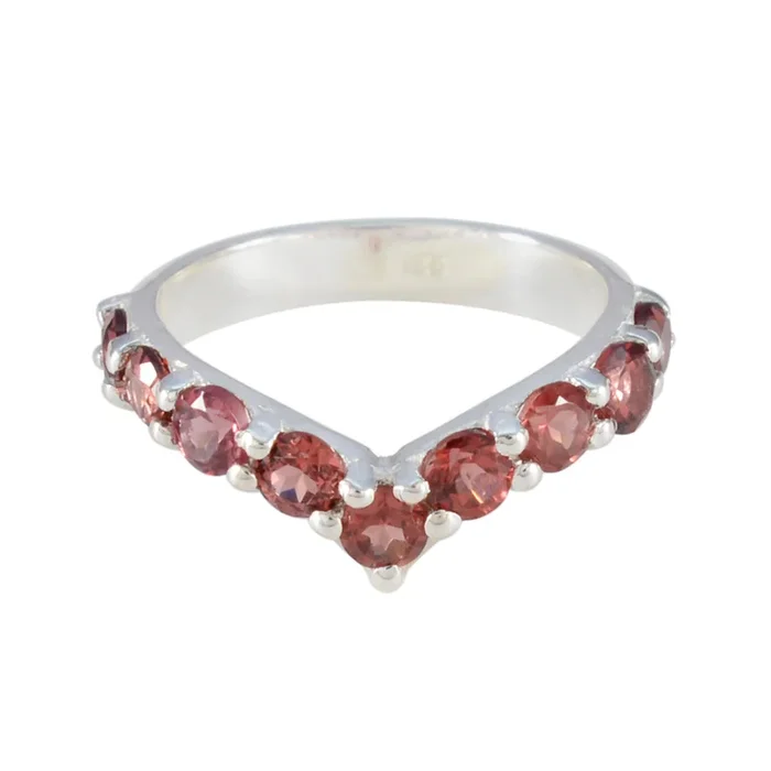 Garnet multiple American Silver Red Gems Dainty Feminine Ring Jewelry