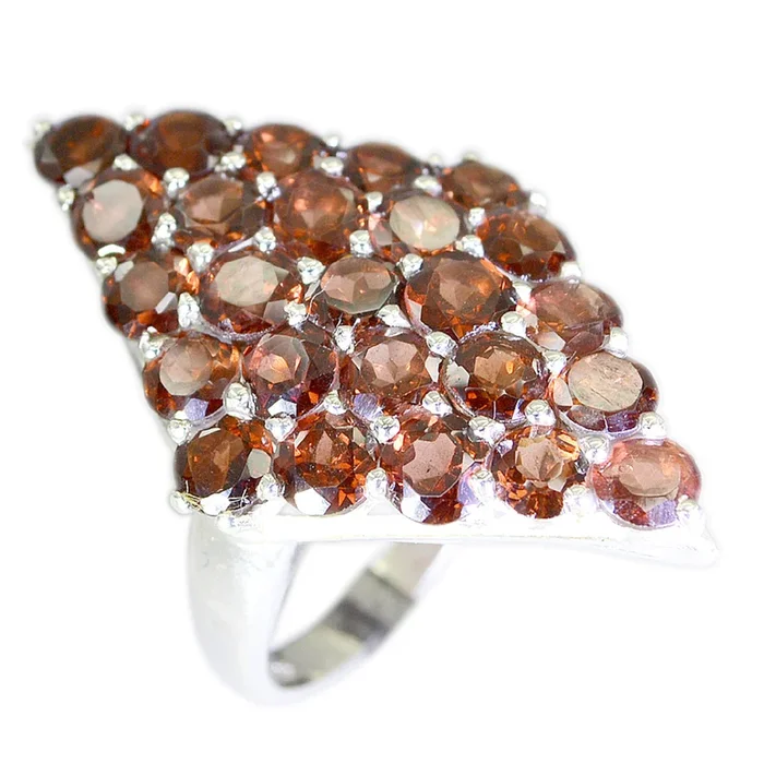 Garnet multiple Indian Sterling Silver Red Gemstone Classic Signet Ring Jewellery