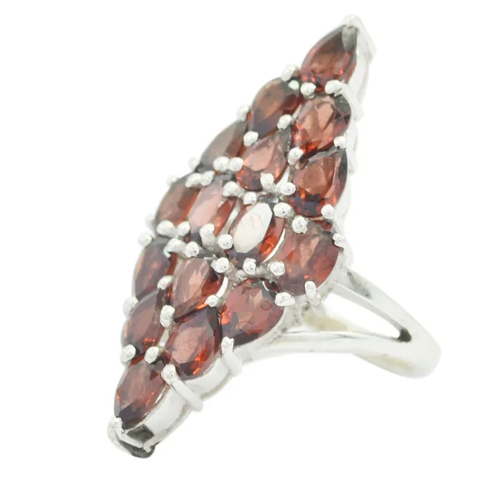 Garnet multiple Italian 925 Sterling Silver Red Gems Statement antique Ring Jewelry