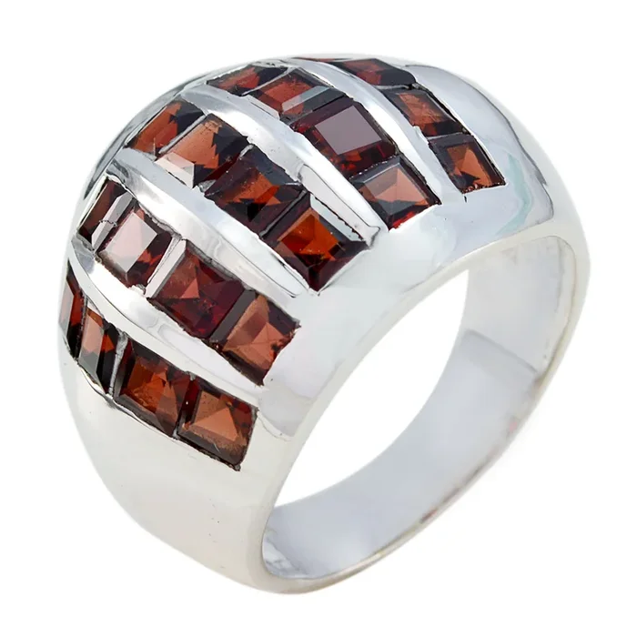 Garnet multiple Spanish Sterling Silver Red Gems Chunky antique Ring Jewellery