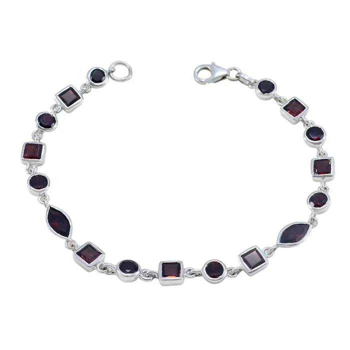 Garnet New Year’s Eve Featherlight Red 92.5 Silver Links Bracelet