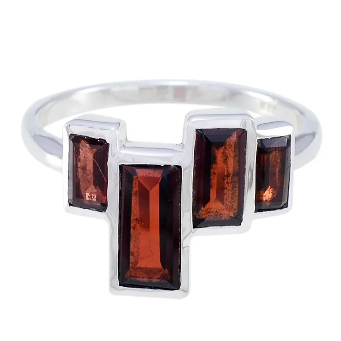 Garnet quarter Russian Sterling Silver Red Gemstones Featherlight Cultural Ring Jewelry