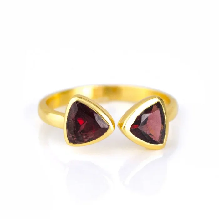 Garnet Quartz Adjustable Bow Tie Triangle Ring