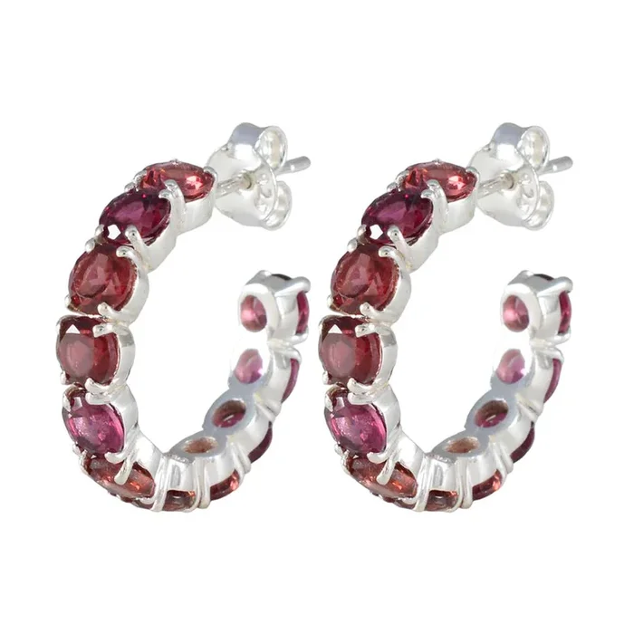Garnet Russian Gabriela multiple Stud Red 92.5 Silver Earring