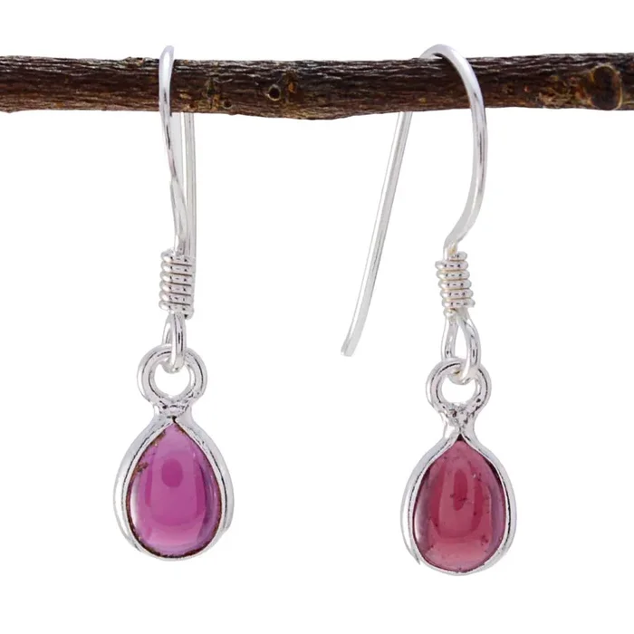 Garnet Russian Milagros multiple Dangle Red Silver Earring