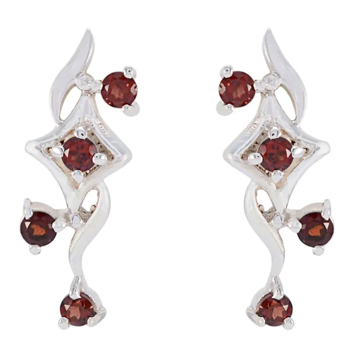 Garnet Russian Sarah multiple Stud Red Sterling Silver Earring