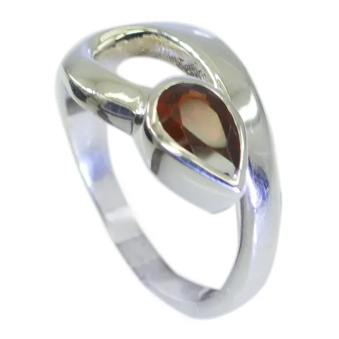 Garnet Solitaire African Sterling Silver Red Gemstone Minimal valentine Ring Jewelry