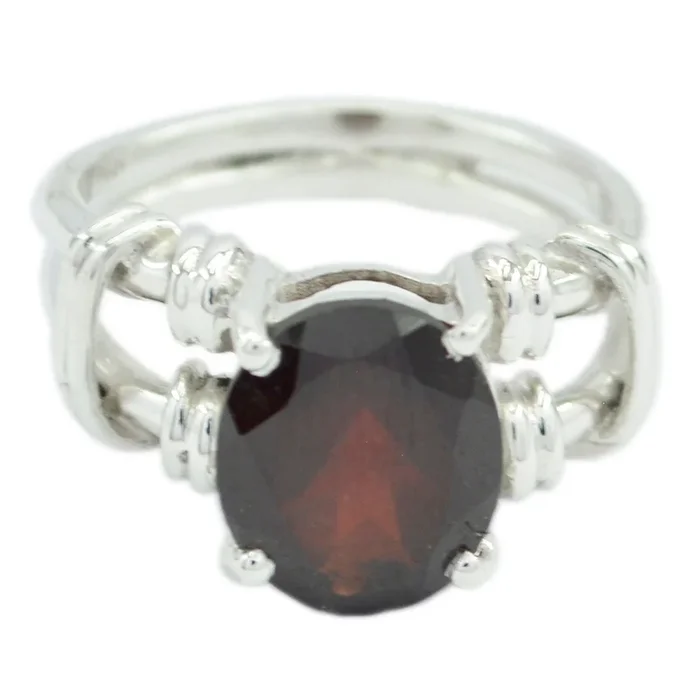 Garnet Solitaire Australian 925 Silver Red Gemstones Eye-catching Rope-Wire Ring Jewellery