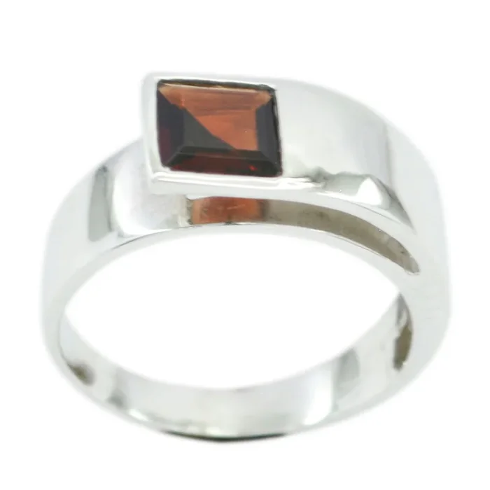 Garnet Solitaire Indian 925 Silver Red Gemstones Minimal Boho Ring Jewelry