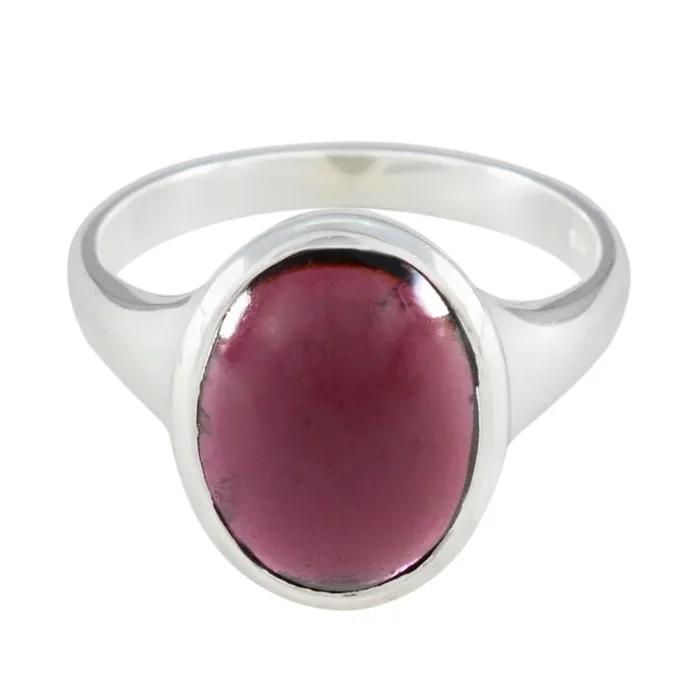 Garnet Solitaire Indian 925 Sterling Silver Red Gemstone Minimal Boho Ring Jewellery