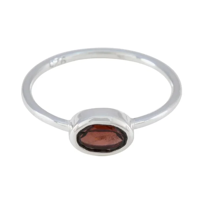 Garnet Solitaire Japanese 925 Sterling Silver Red Gems Elegant Luxurious Ring Jewelry