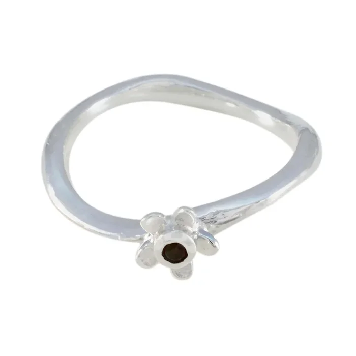 Garnet Solitaire Japanese 925 Sterling Silver Red Gemstones Delicate Trendy Ring Jewelry