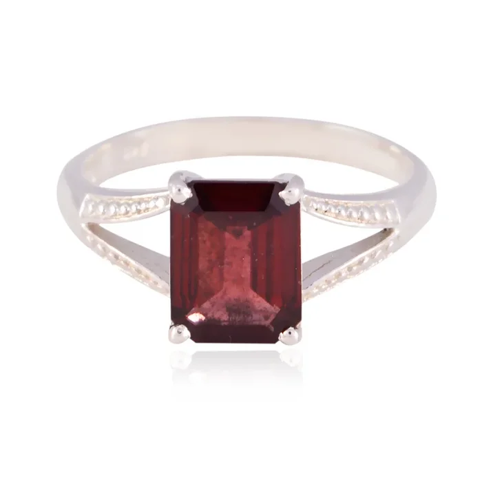 Garnet Solitaire Korean Silver Red Gems Whisper-thin Romantic Ring Jewellery