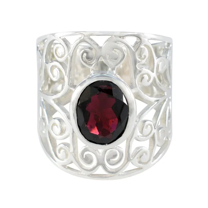 Garnet Solitaire Mexican Sterling Silver Red Gems Versatile Filigree Ring Jewellery