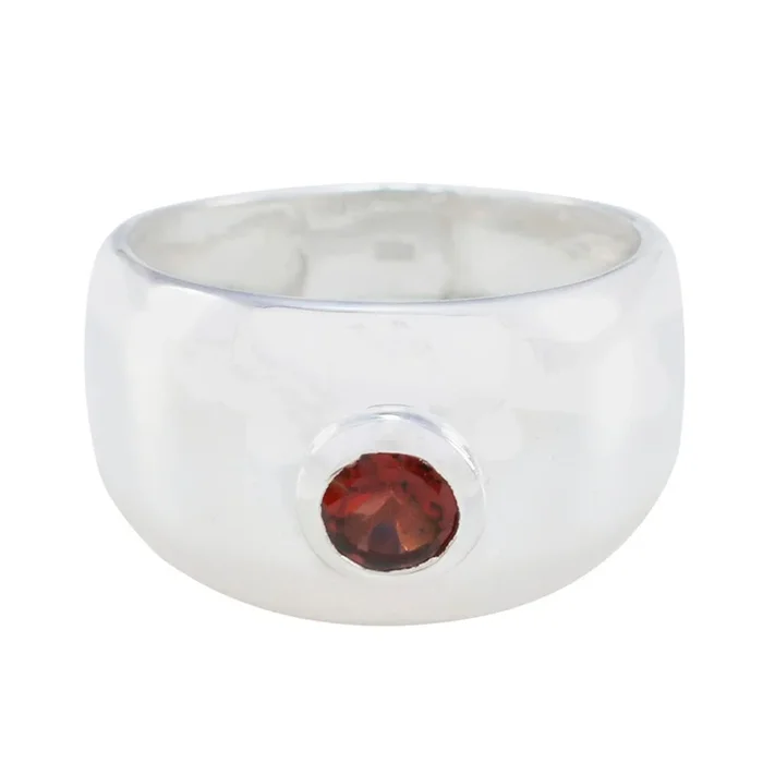 Garnet Solitaire Moroccan 925 Sterling Silver Red Gemstone Eye-catching Contemporary Ring Jewellery