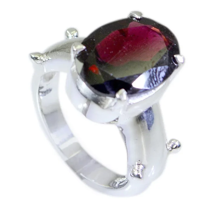 Garnet Solitaire Moroccan 925 Sterling Silver Red Gemstones Minimal Trendy Ring Jewelry