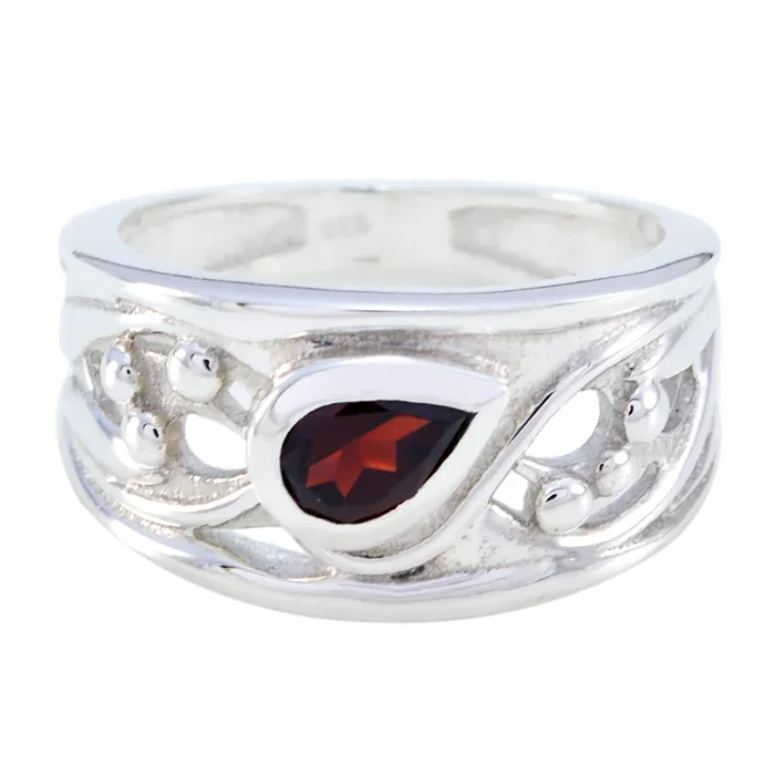 Garnet Solitaire Russian 925 Silver Red Gemstones Classic Promise Ring Jewellery