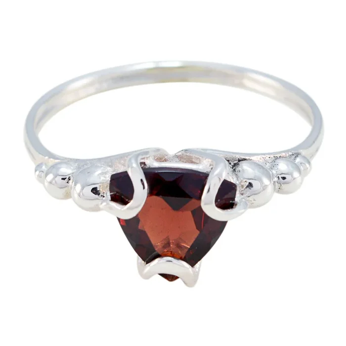 Garnet Solitaire Russian Silver Red Gemstone Delicate Rope-Wire Ring Jewellery