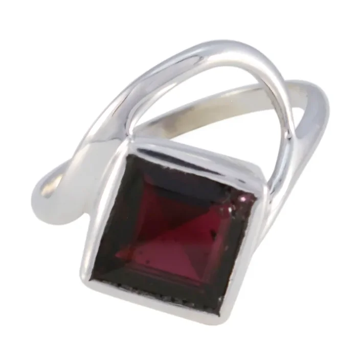 Garnet Solitaire Turkish 925 Sterling Silver Red Gems Whisper-thin Modern Ring Jewelry