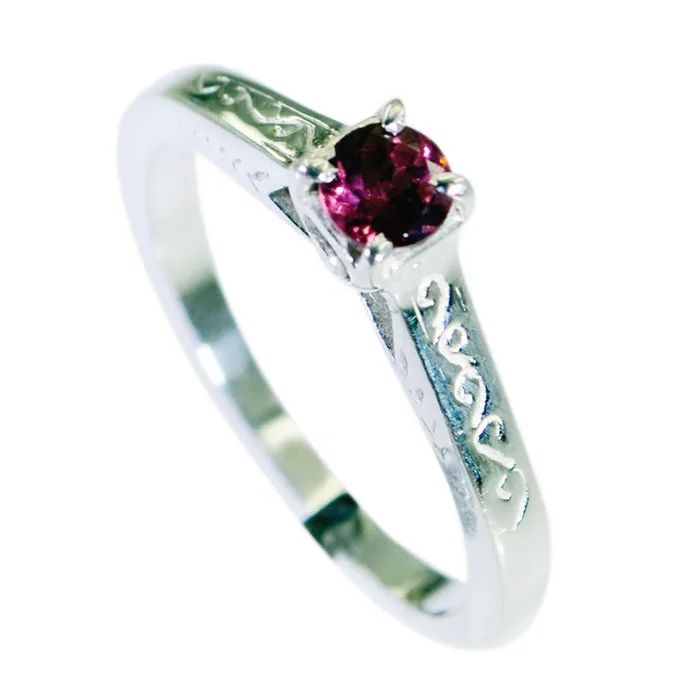Garnet Solitaire Turkish Silver Red Gemstone Dainty Contemporary Ring Jewelry
