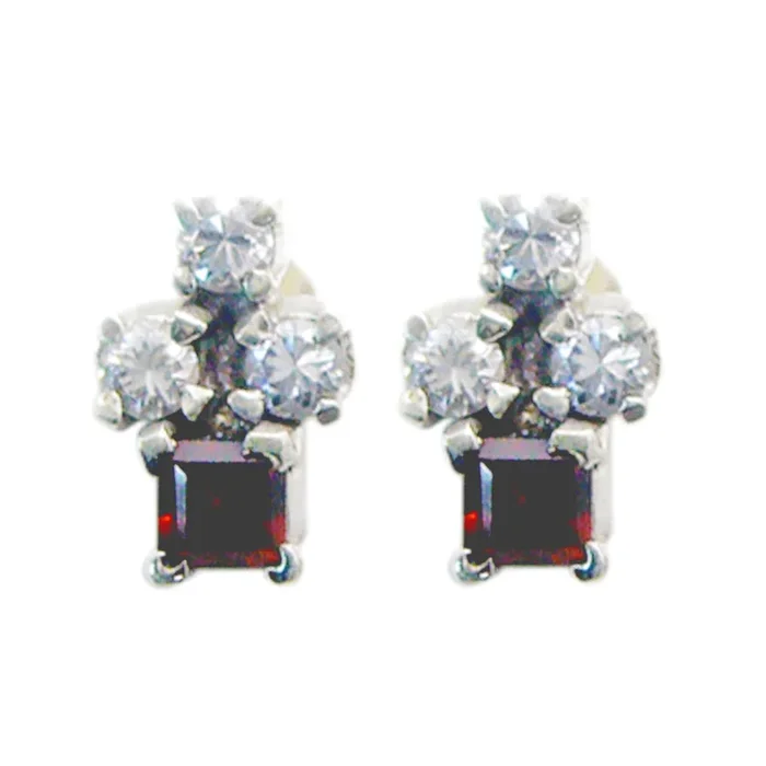 Garnet Spanish Camila multiple Stud Red Sterling Silver Earring