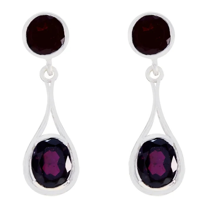 Garnet Spanish Harper multiple Stud Red Silver Earring
