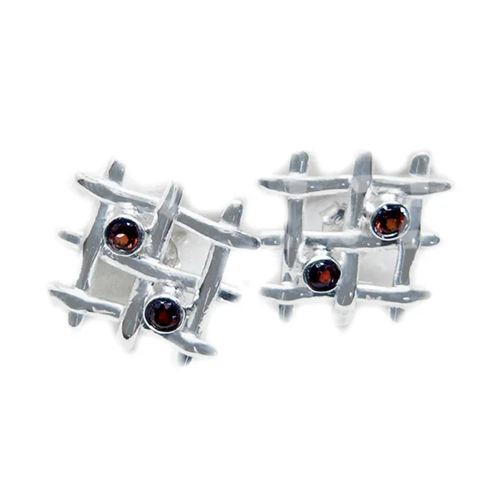 Garnet Spanish Luisa multiple Stud Red 92.5 Silver Earring