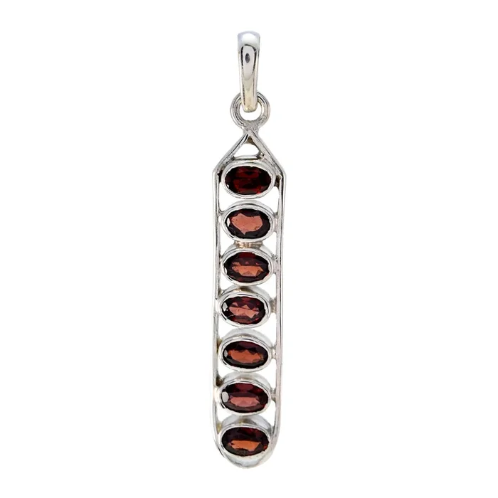 Garnet Tiny Turkish Silver Hepta Aria Contemporary Red Pendant Jewelry