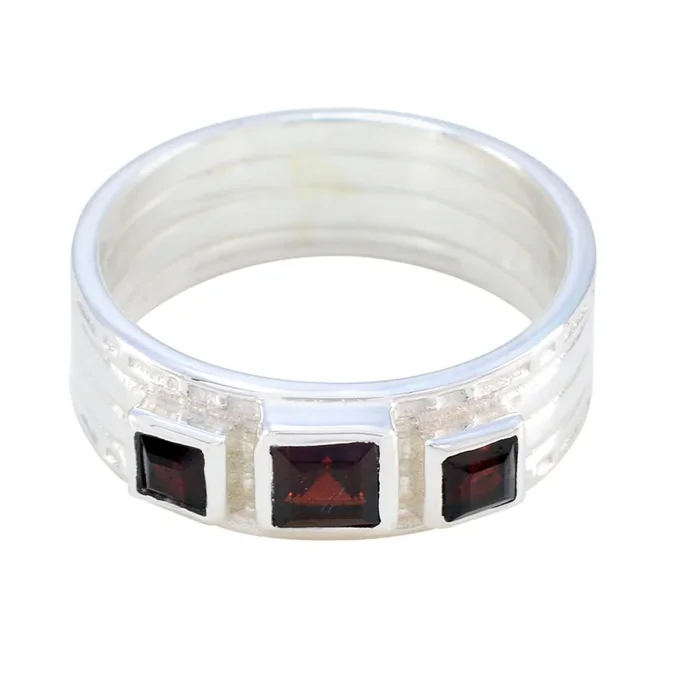 Garnet Trilogy German 925 Silver Red Gems Eye-catching Boho Band Jewellery