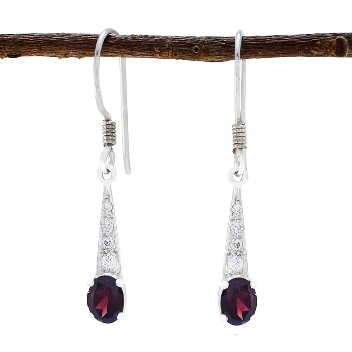 Garnet Turkish Amanda multiple Dangle Red 925 Sterling Silver Earring