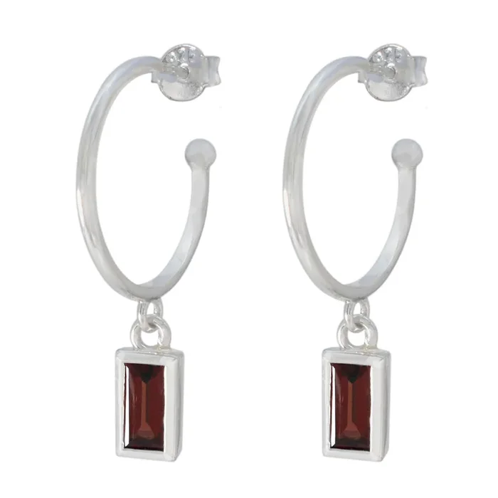 Garnet Turkish Skylar Solitaire Dangle Red 92.5 Silver Earring