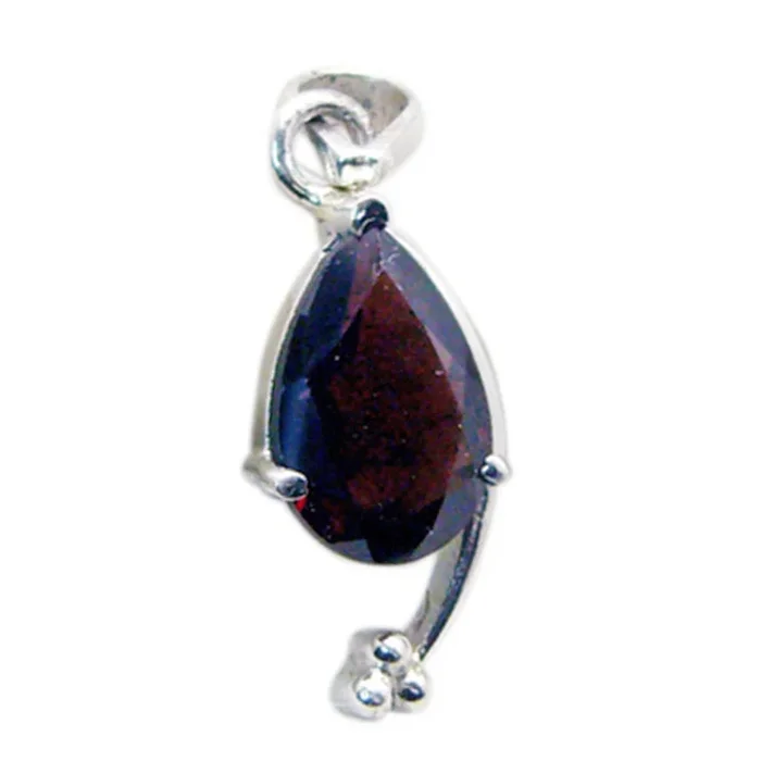 Garnet Whisper-thin Moroccan Sterling Silver Solitaire Grace Contemporary Red Pendant Jewellery