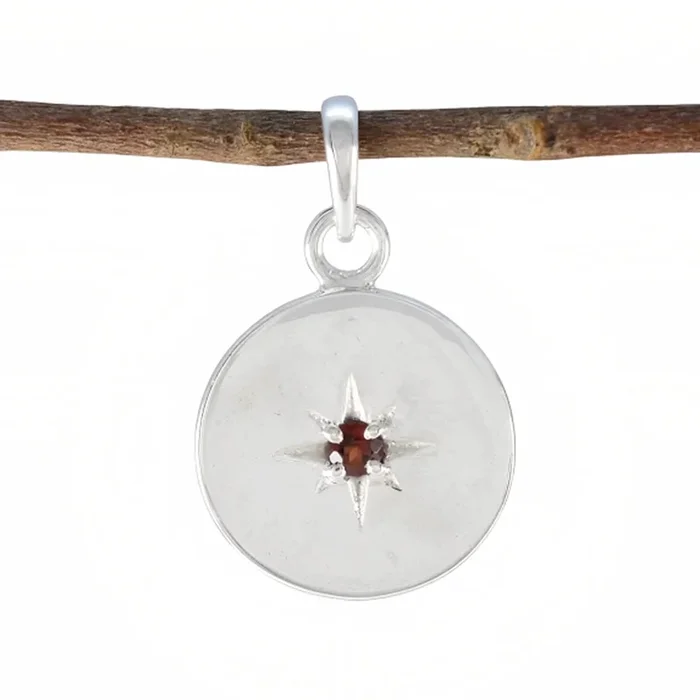 Garnet Whisper-thin Spanish 92.5 Silver Solitaire Amelia Cocktail Red Pendant Jewellery