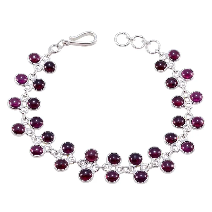 Garnet Women’s Day Featherlight Red 925 Silver Links Bracelet