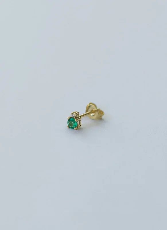 Gemma diamant smaragd stud 14k goud