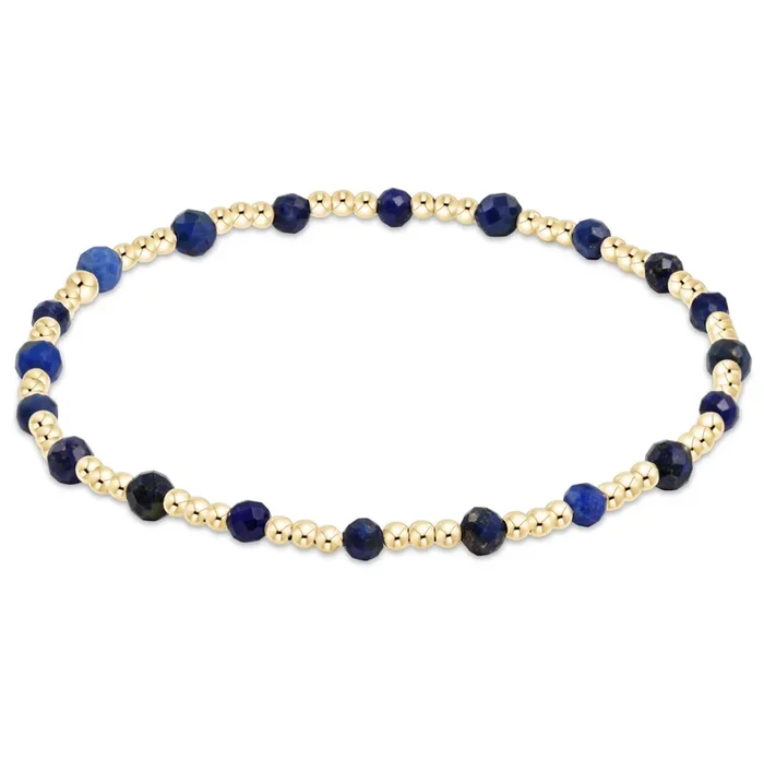 Gemstone Gold Sincerity Pattern 3mm Bead Bracelet – Lapis