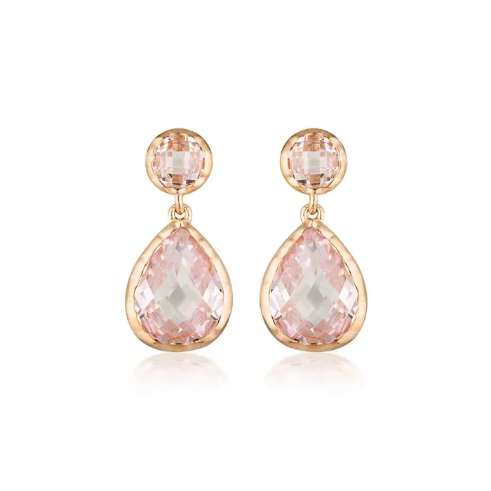 Georgini Luxe Rose Gold Plated Sterling Silver Pink Zirconia Nobile Earrings