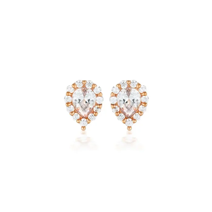 Georgini Rose Gold Plated Sterling Silver Zirconia Monaco Stud Earrings
