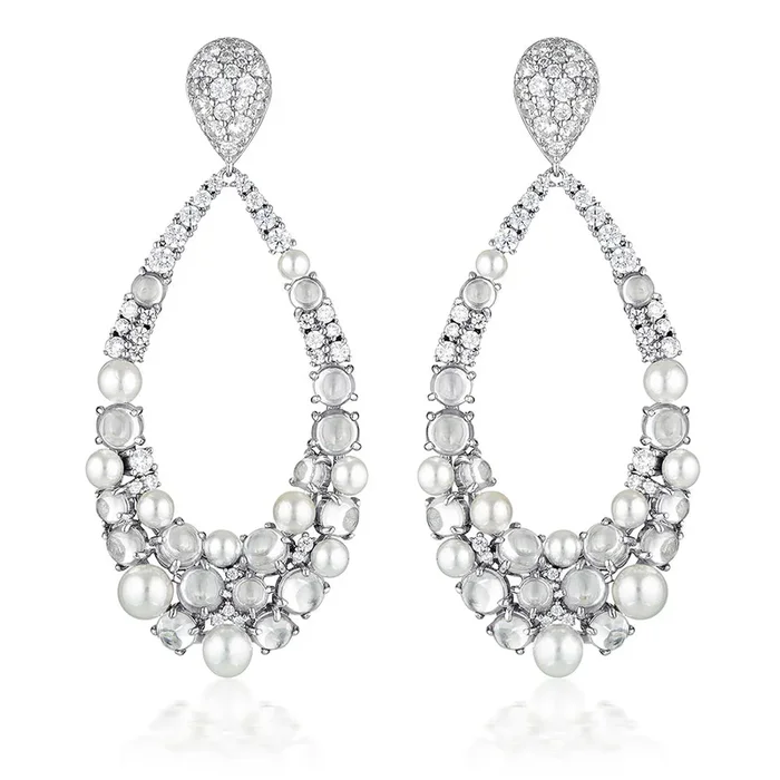 Gerogini Red Carpet Sterling Silver Met Drop Earrings