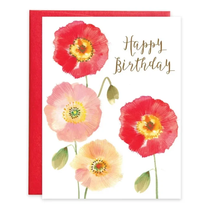 Gina B Designs Birthday Greeting Card – Simple Poppies