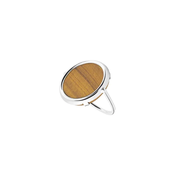 Ginette NY Disc Ring in white gold and tiger eye – Lepage