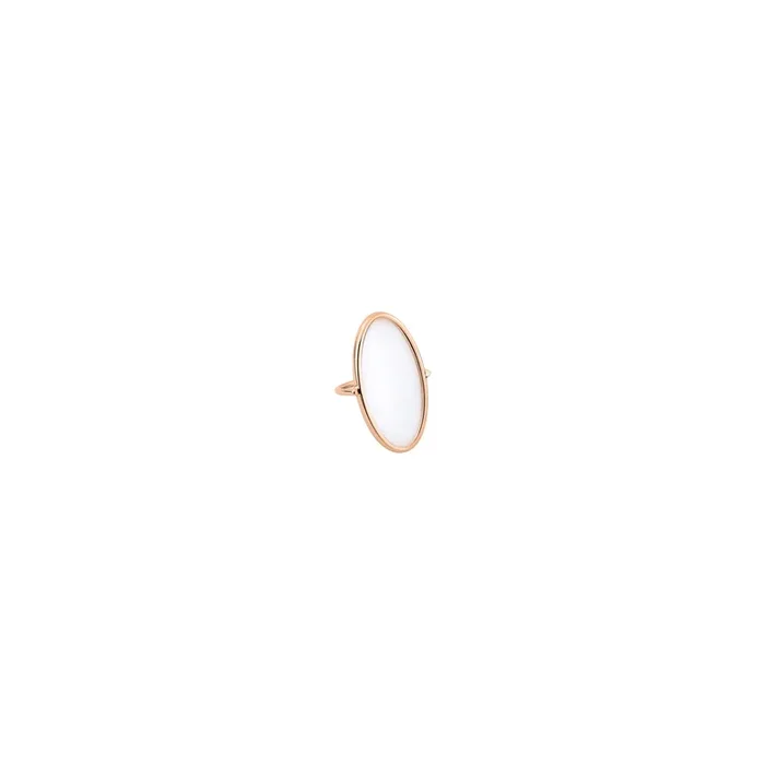 Ginette NY Ellipse ring in pink gold and agate, pink gold ring – Lepage