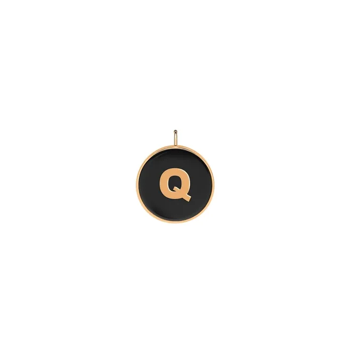 Ginette NY Initial Ever q medal in rose gold and onyx – Lepage