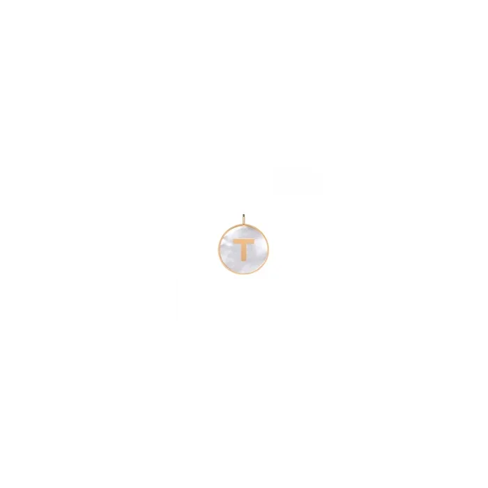 Ginette NY Initial Ever T medal rose gold white mother-of-pearl | LEPAGE