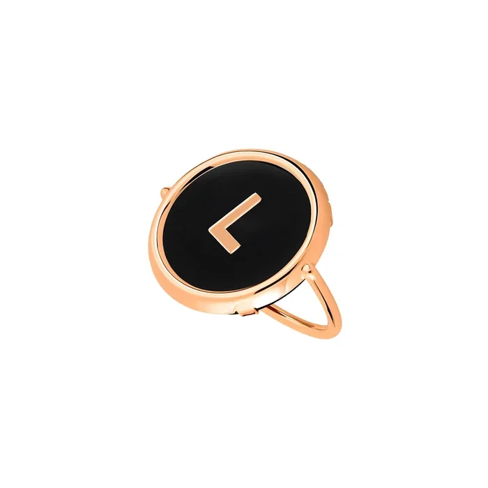Ginette NY Initial l Disc Ring in rose gold and onyx – Lepage