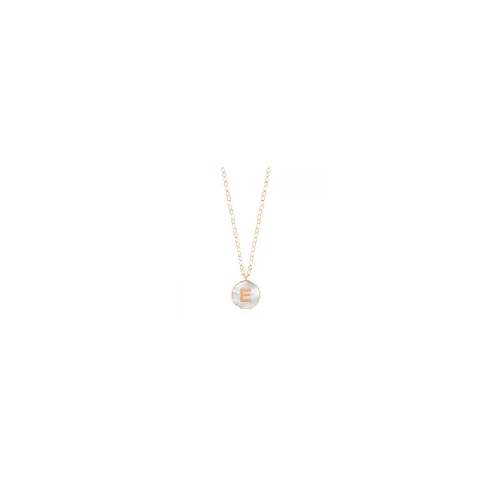 Ginette NY Jumbo Initial Ever E necklace rose gold white mother-of-pearl | LEPAGE