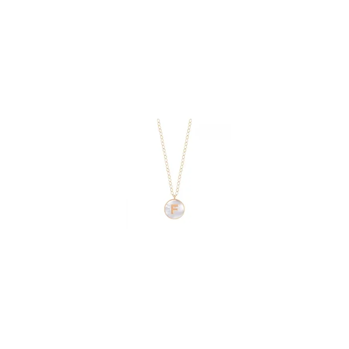 Ginette NY Jumbo Initial Ever F necklace rose gold white mother-of-pearl | LEPAGE