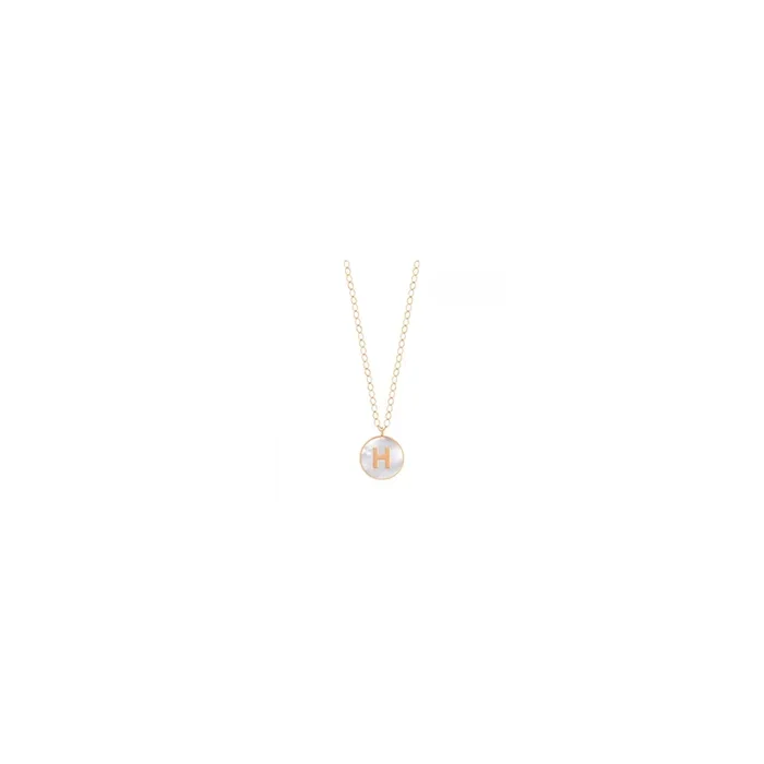 Ginette NY Jumbo Initial Ever H necklace rose gold white mother-of-pearl | LEPAGE